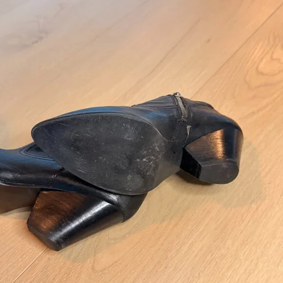 Frye Reina Western Black Leather Short Ankle Bootie Size 6 - Picture 5 of 6